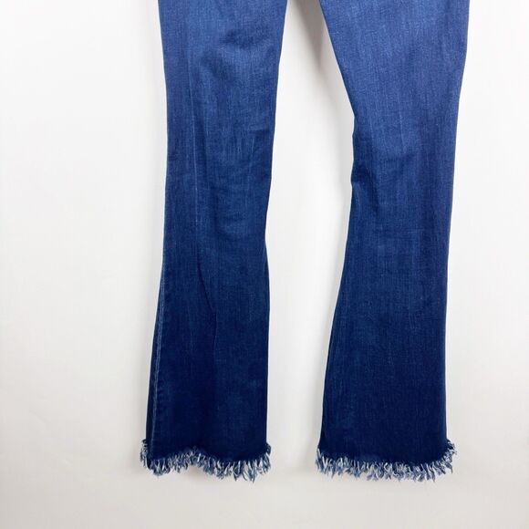 JC JQ  Bell Bottom Blue Jeans Women's Small High Rise Super Stretchy Distressed - Picture 10 of 16